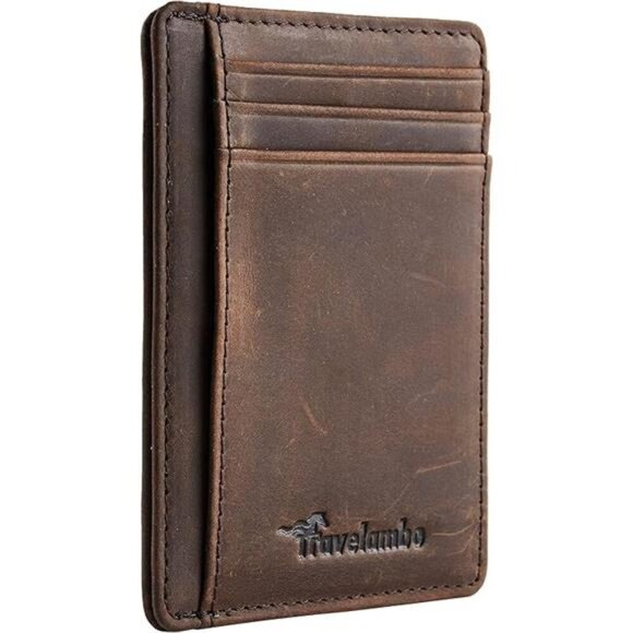 Front Pocket Minimalist Leather Slim Wallet RFID Blocking Medium Size - Picture 5 of 5